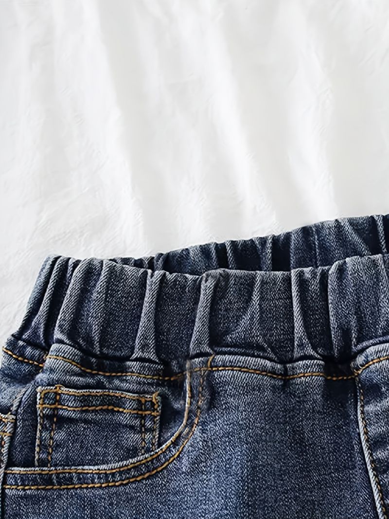 Drenge Casual Vintage Denim Jeans Elastiske Taljebukser Til Forår Efterår