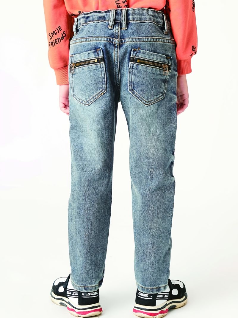 Drenge Faded Regular Fit Washed Denim Jeans Børnetøj