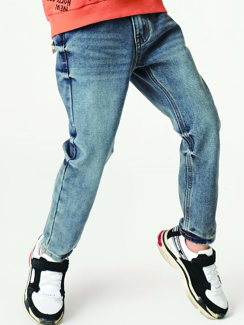 Drenge Faded Regular Fit Washed Denim Jeans Børnetøj