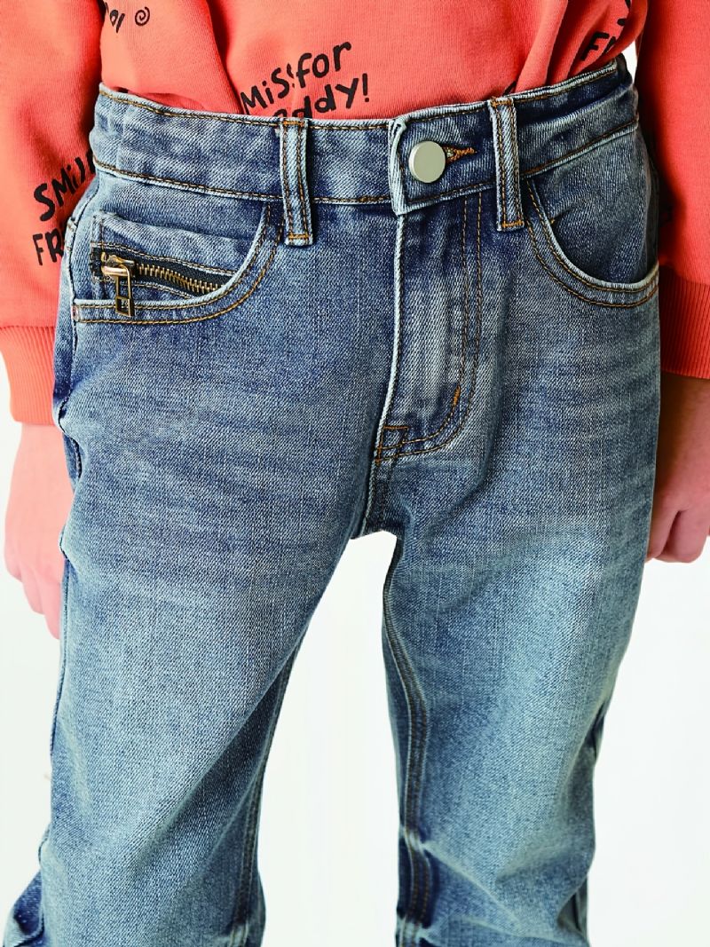 Drenge Faded Regular Fit Washed Denim Jeans Børnetøj