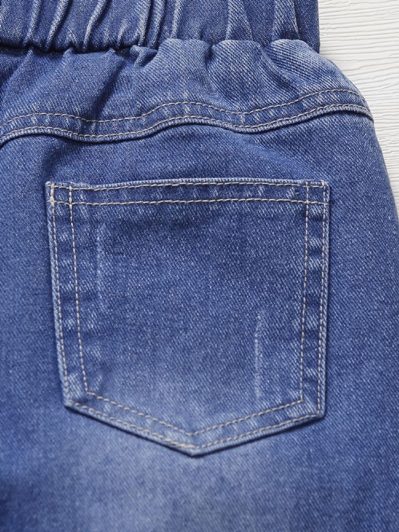 Drenge Falmede Rippede Denimjeans Med Elastisk Talje Casual Børnetøj