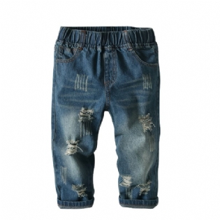 Drenge Lige Ben Casual Rippede Jeans Med Elastisk Linning Børnetøj