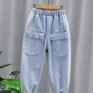 Drenge Loose Tie-in Casual Jeans Med Stor Lomme