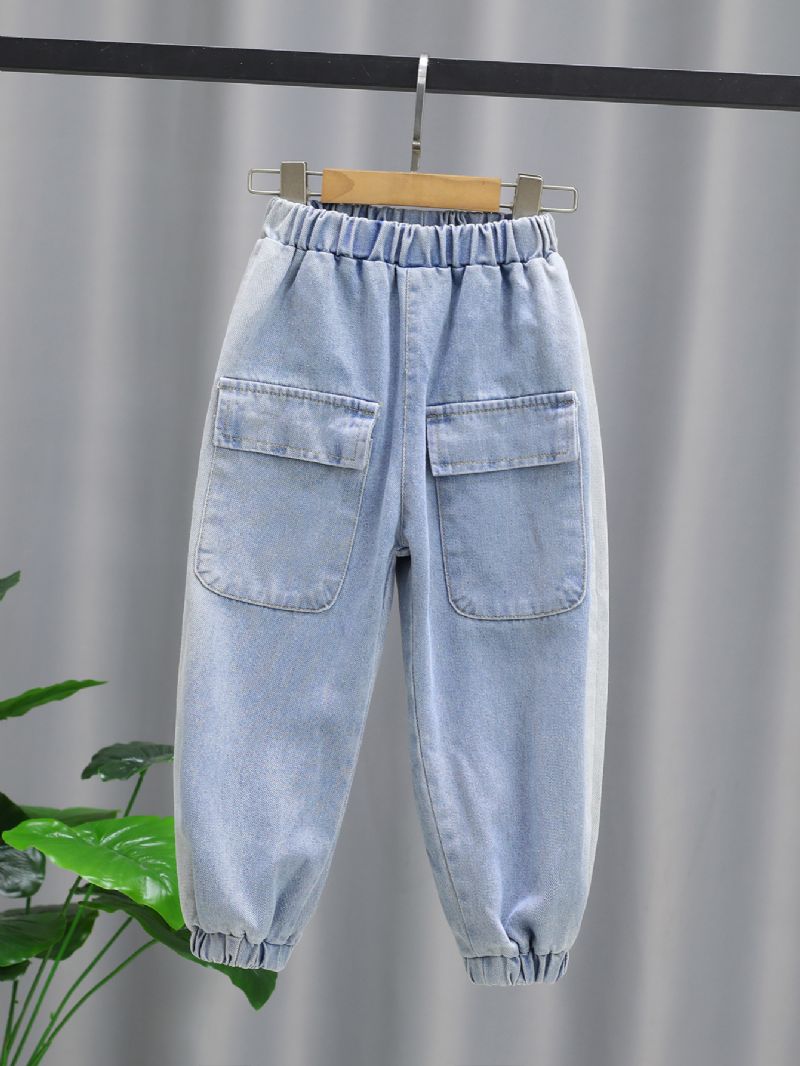 Drenge Loose Tie-in Casual Jeans Med Stor Lomme