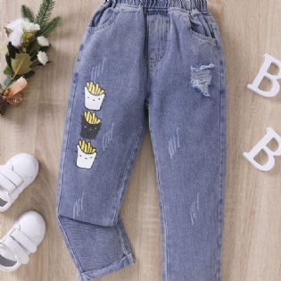 Drenge Mode Fries Print Rippede Jeans