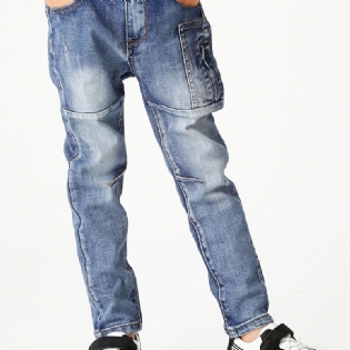 Drenge Multilommer Falmet Vasket Denim Jeans Casual Børnetøj