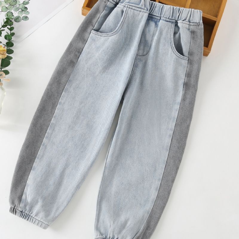 Drenge Tilspidsede Jeans Solid Elastisk Linning Denimbukser Børnetøj