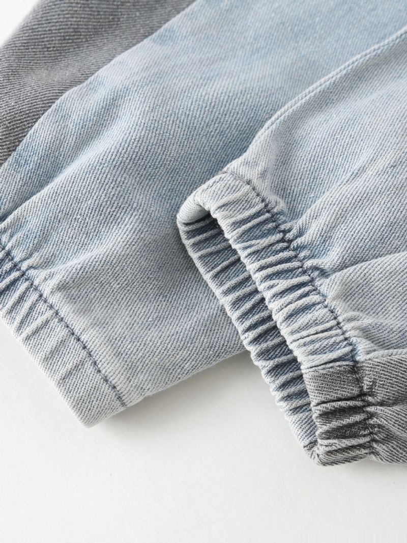 Drenge Tilspidsede Jeans Solid Elastisk Linning Denimbukser Børnetøj