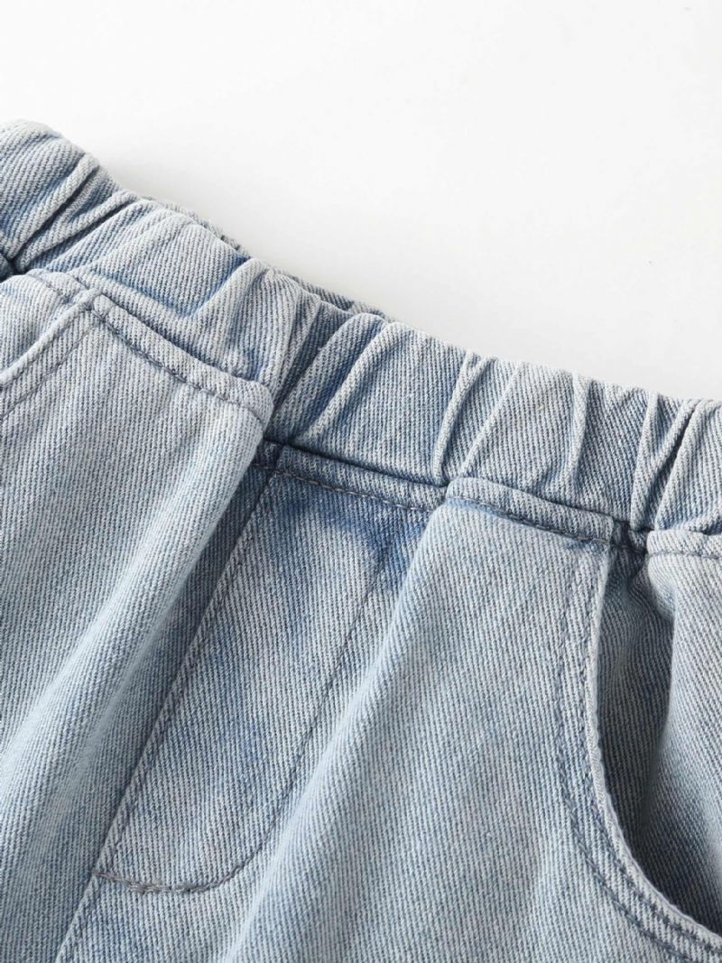 Drenge Tilspidsede Jeans Solid Elastisk Linning Denimbukser Børnetøj