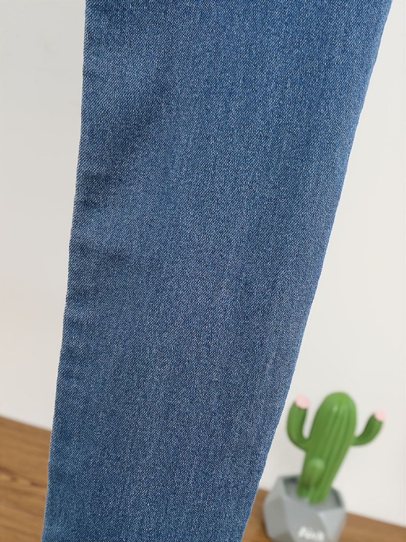 Efterår Vinter Piger Moderigtigt Sød Tegneserie Broderede Denim Bukser