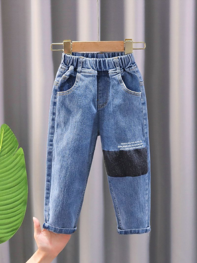 Efterårs-vinter-drenge Casual Mode Colorblock-jeans