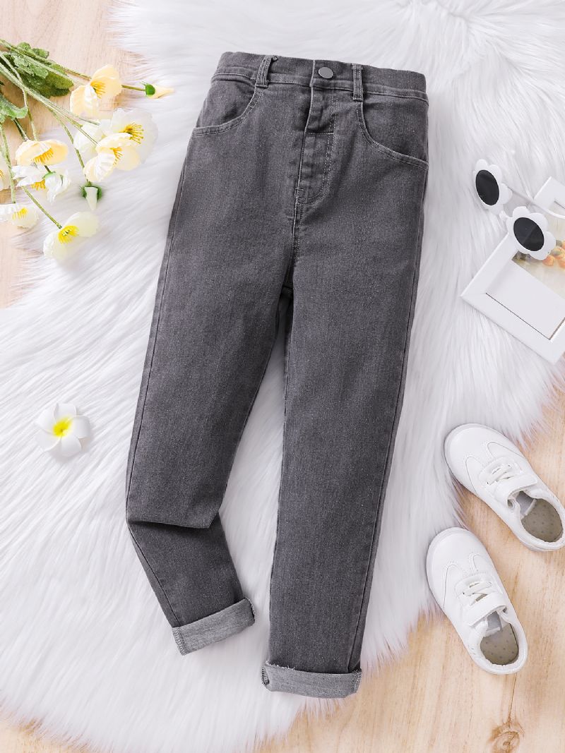 Grå Denim Jeans Til Piger