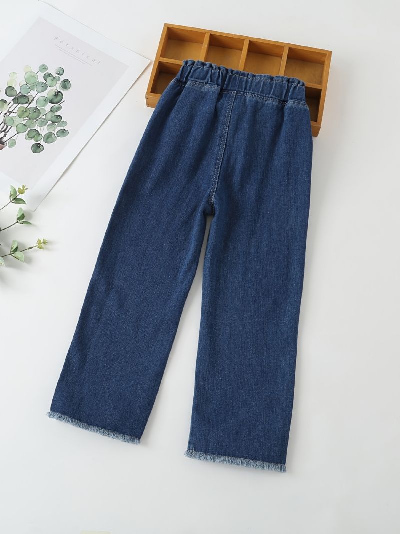 Jeans Med Brede Ben Til Piger Med Elastisk Linning