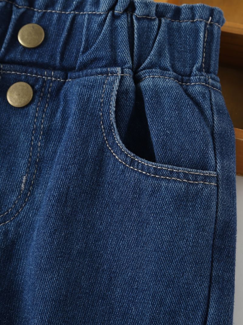Jeans Med Brede Ben Til Piger Med Elastisk Linning