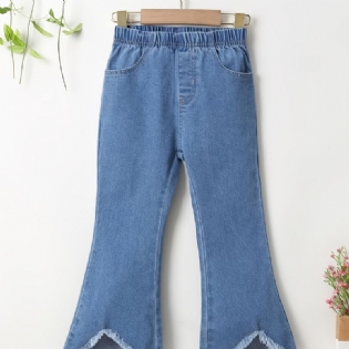 Komfort Denimbukser Med Fladt Jeans Til Piger Med Elastisk Linning