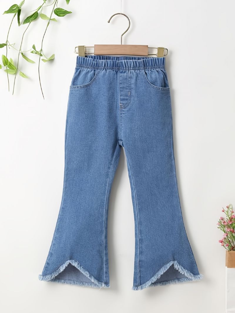 Komfort Denimbukser Med Fladt Jeans Til Piger Med Elastisk Linning