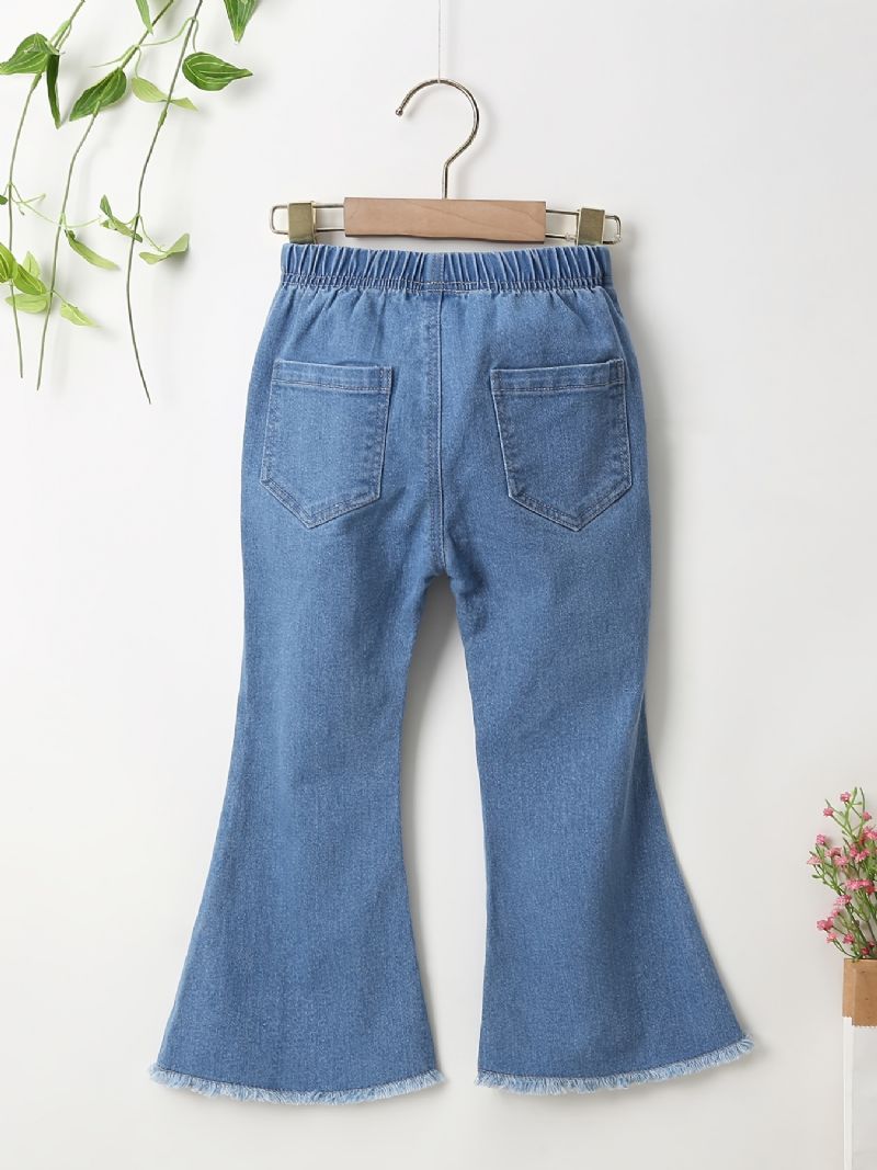Komfort Denimbukser Med Fladt Jeans Til Piger Med Elastisk Linning