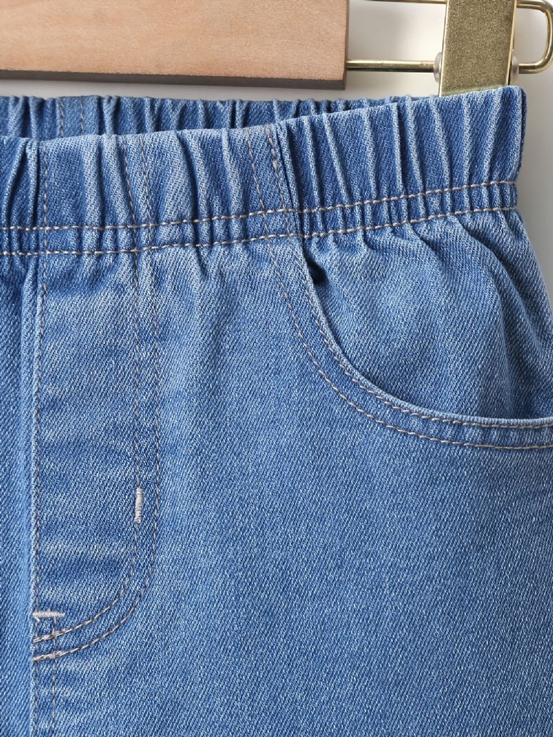 Komfort Denimbukser Med Fladt Jeans Til Piger Med Elastisk Linning