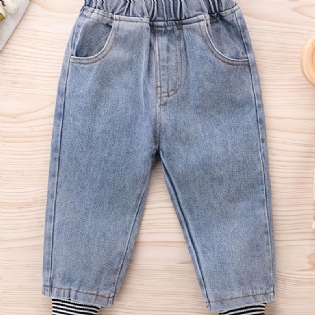 Moderigtige Stribede Denim-jeans Til Efterår Og Vinter