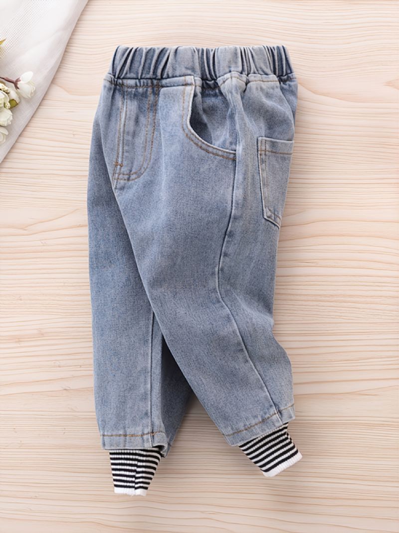 Moderigtige Stribede Denim-jeans Til Efterår Og Vinter