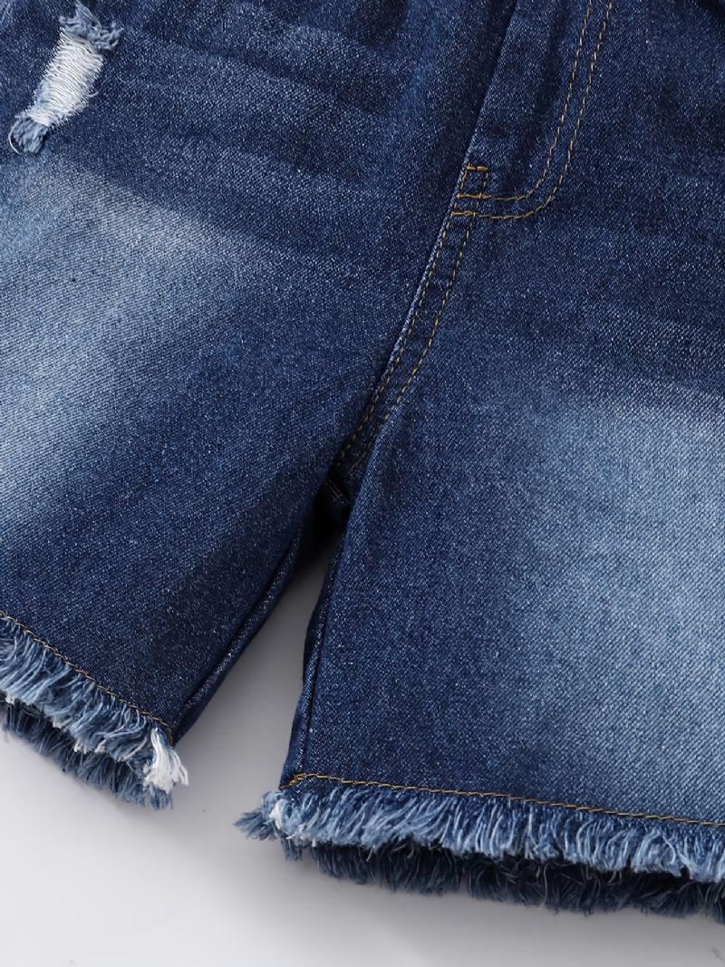 Piger Ærmeløs Leopard Print Top + Matchende Bælte Ripped Jeans Børnetøj