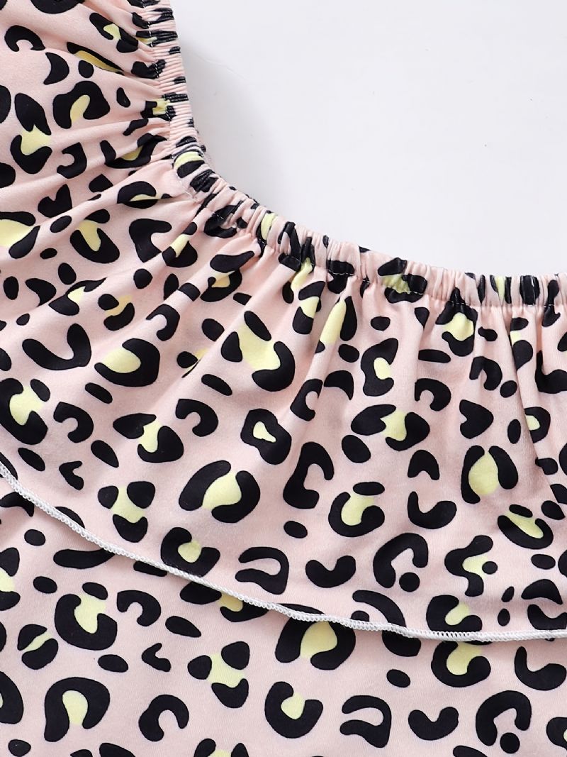 Piger Ærmeløs Leopard Print Top + Matchende Bælte Ripped Jeans Børnetøj