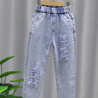 Piger Casual Mode Solid Patched Jeans