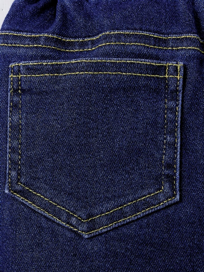 Piger Casual Simple Flared Denim Jeans Med Flower Elastik Talje Til Vinter