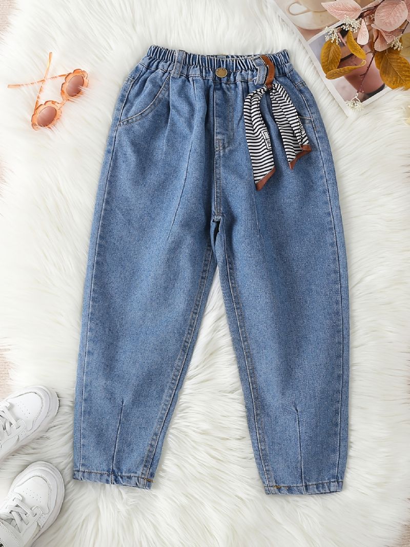Piger Casual Simple Vintage Denim Jeans Med Lommer Til Vinter