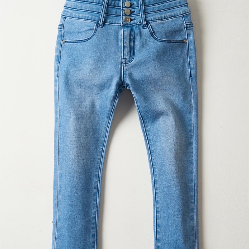 Piger Casual Simple Vintage Denim Jeans Slim Fit Skinny Pants