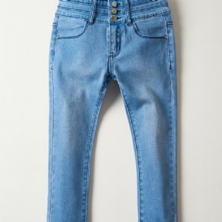 Piger Casual Simple Vintage Denim Jeans Slim Fit Skinny Pants