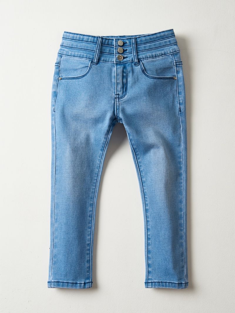 Piger Casual Simple Vintage Denim Jeans Slim Fit Skinny Pants