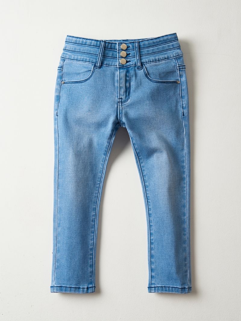 Piger Casual Simple Vintage Denim Jeans Slim Fit Skinny Pants