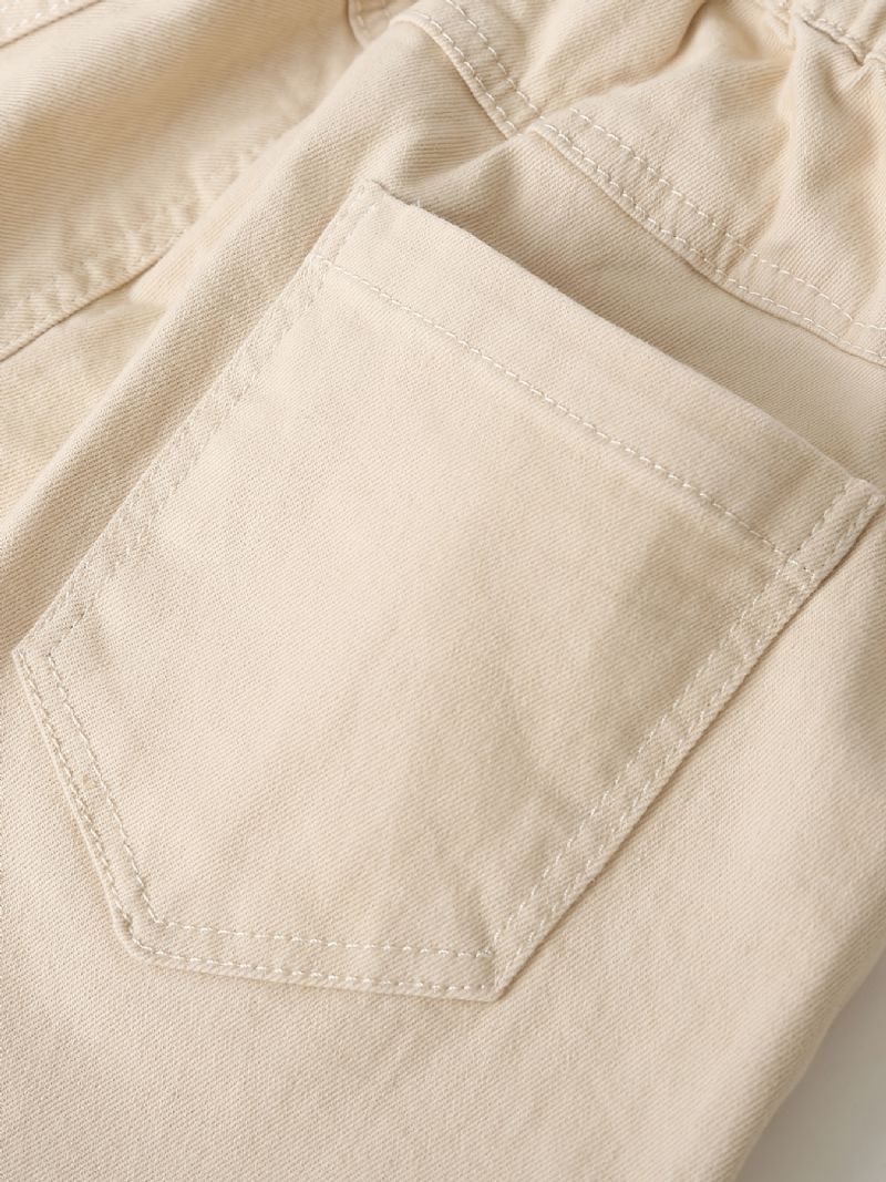 Piger Casual Søde Solide Denim Jeans Med Lomme Til Vinter