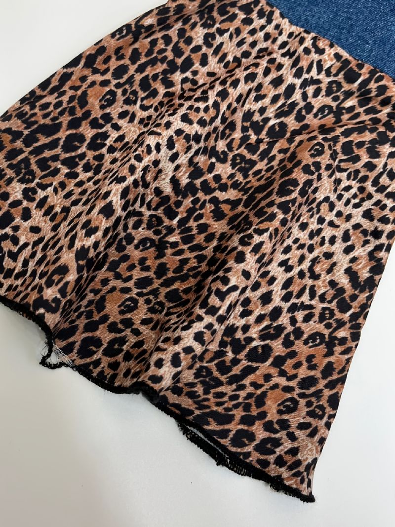 Piger Denim & Leopard Kontrast Flared Jeans Med Elastisk Linning Børnetøj