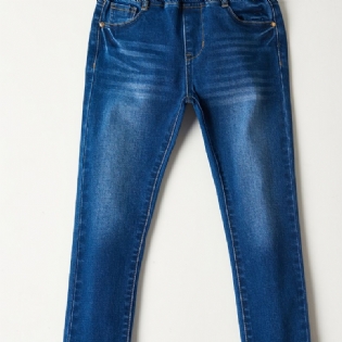 Piger Falmet Elastisk Talje Denim Jeans Casual Børnetøj