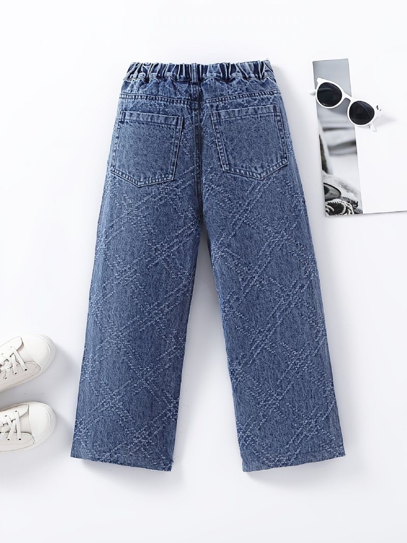 Piger Jeans Med Brede Ben Casual Ensfarvede Bukser Børnetøj