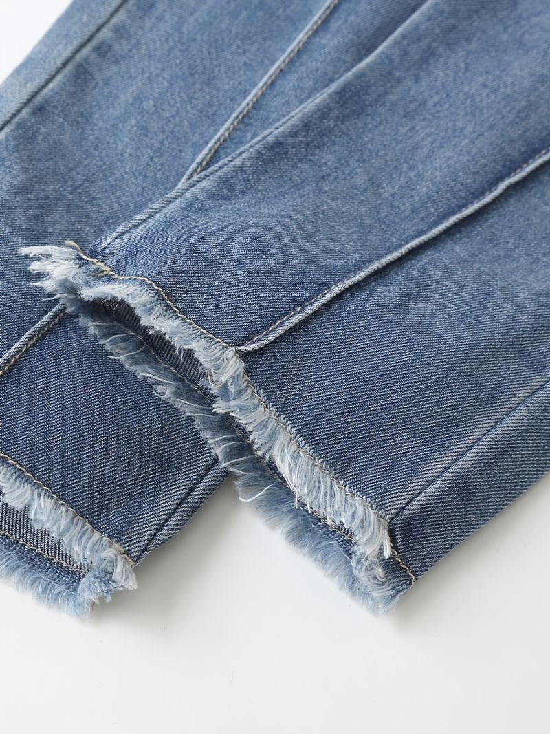 Piger Jeans Med Lige Ben I Massive Denimbukser Med Elastisk Linning Til Vintertøj Til Børn