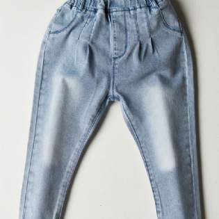 Piger Lyseblå Falmet Elastisk Talje Let Stretch Denim Jean Børnetøj