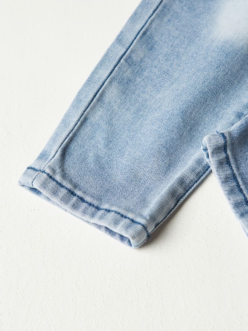 Piger Lyseblå Falmet Elastisk Talje Let Stretch Denim Jean Børnetøj