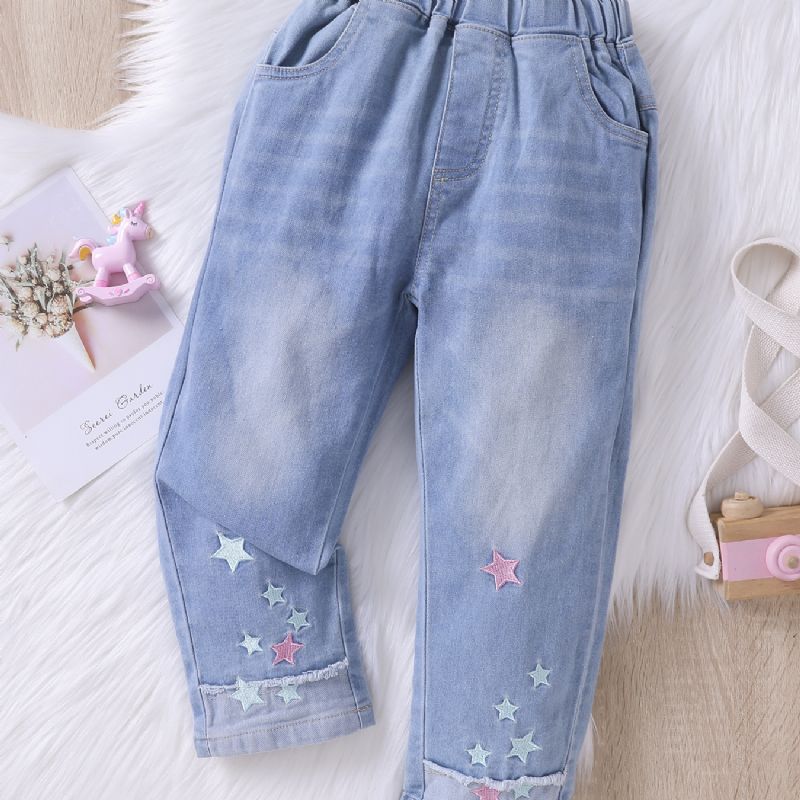 Piger Mode Brodery Star Jeans