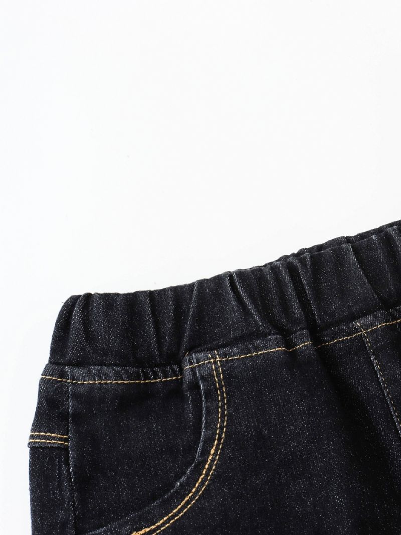 Piger Rippede Ensfarvede Jeans