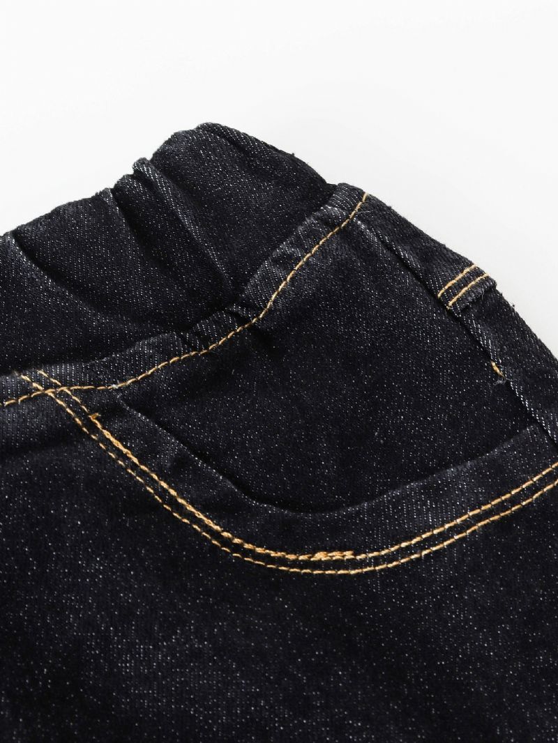 Piger Rippede Ensfarvede Jeans