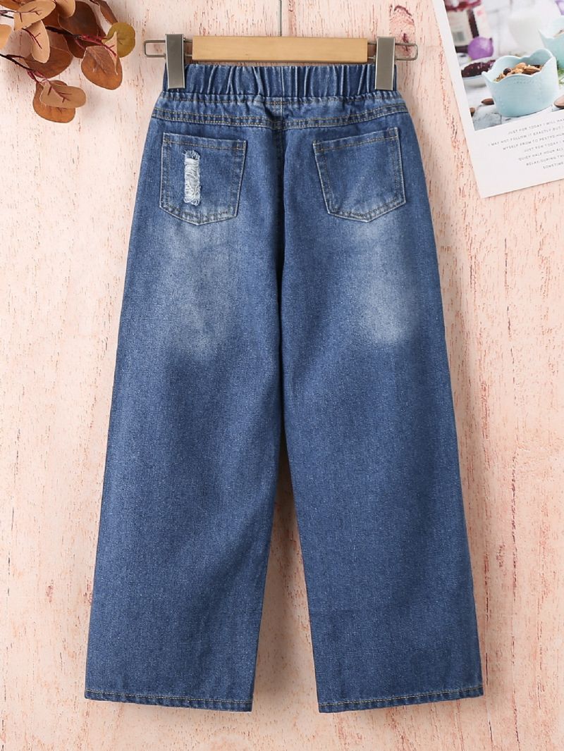 Piger Rippede Jeans Med Brede Ben