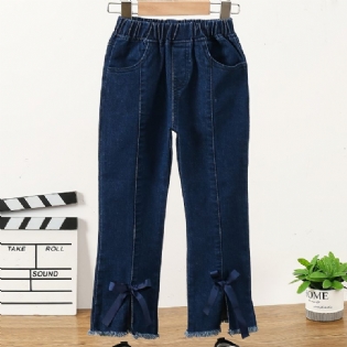 Piger Simple Mode Sløjfe Denim Flared Jeans