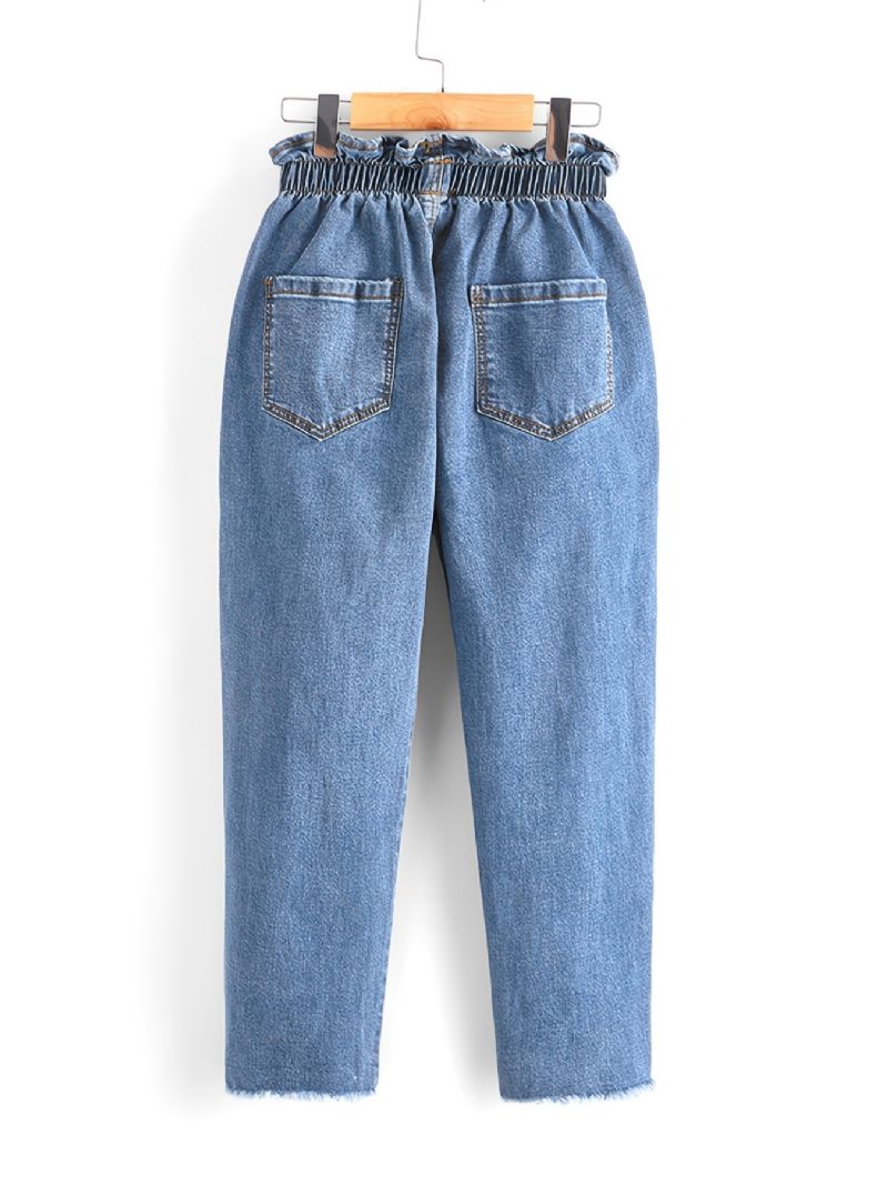 Piger Slim Jeans Denimbukser Med Elastisk Linning Børnetøj