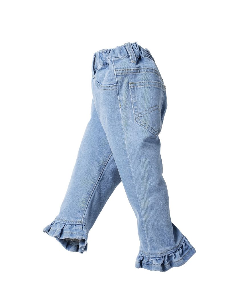 Piger Solid Flæse Flared Jeans Elastisk Linning Denimbukser Baby Børnetøj