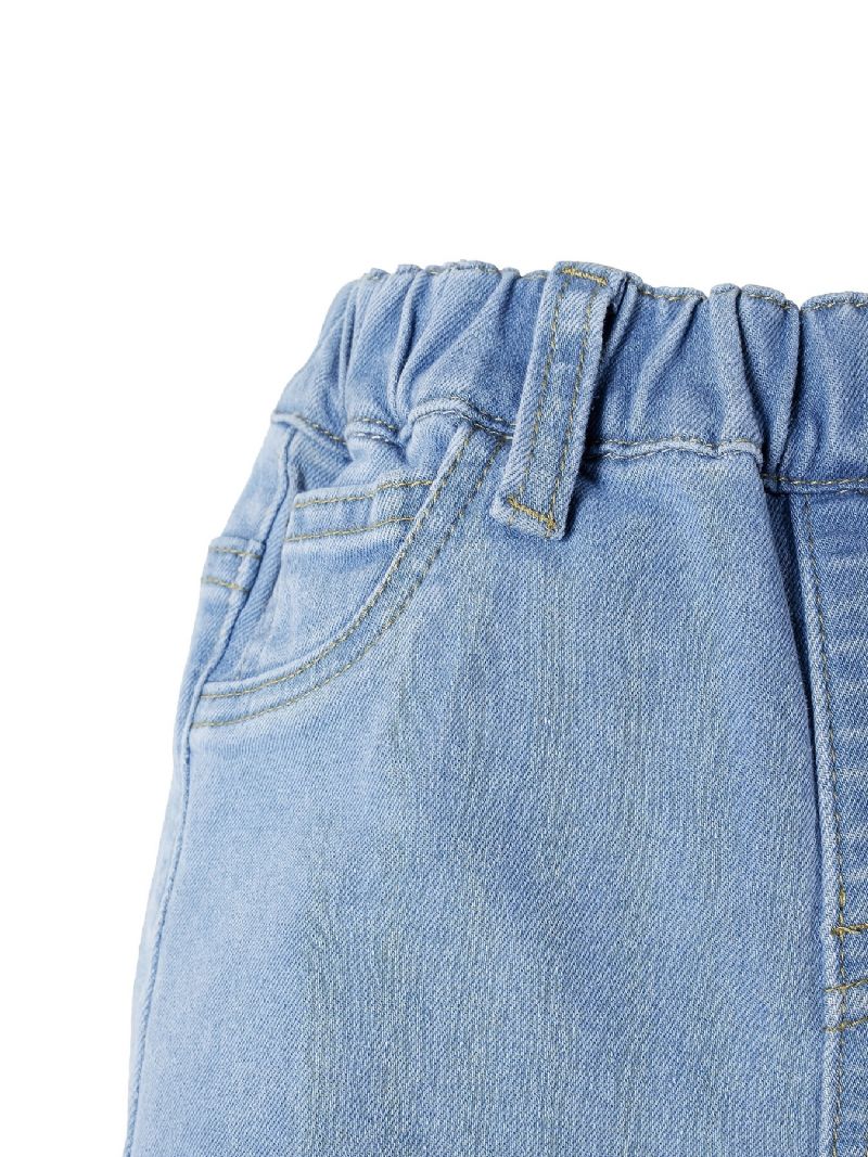 Piger Solid Flæse Flared Jeans Elastisk Linning Denimbukser Baby Børnetøj