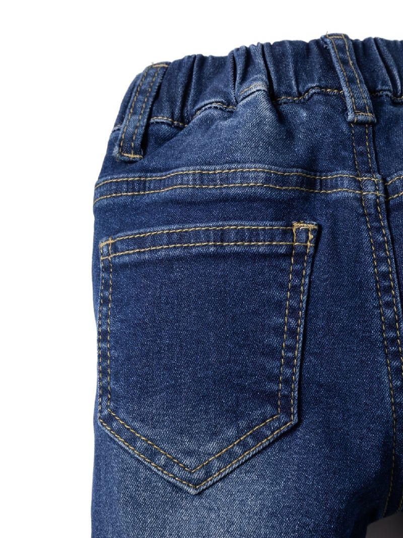 Piger Uregelmæssige Lige Ben Jeans Elastisk Linning Denimbukser Baby Børnetøj