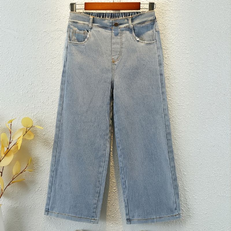 Piger Vasket Denim Casual Bukser Med Brede Ben